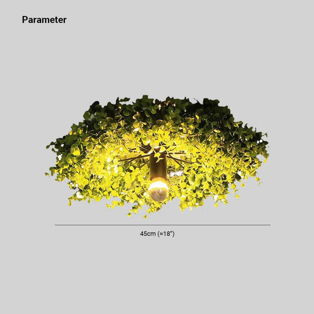 Birds Nest Metal Frame Ceiling Light With Artificial Grass
