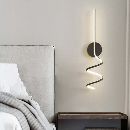Matte Black And White Spiral LED Art Wall Light