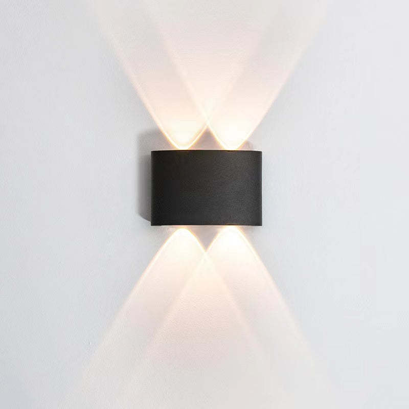 Metal Black And White Waterwave Finish Rectangular Outdoor Wall Light