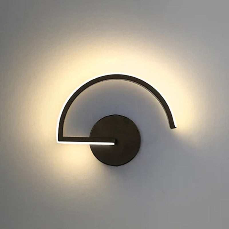 Black Or White Semicircular Metal Minimalist Linear Wall Lamp
