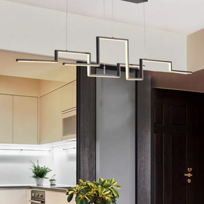 Durable Design Black and Gold Linear Metal Pendant Light