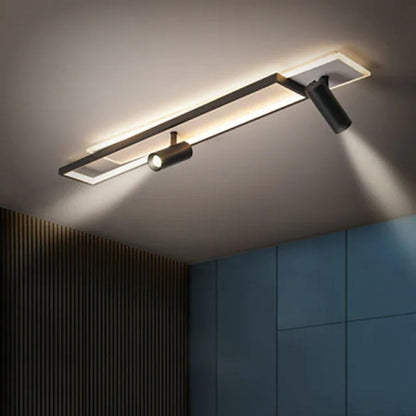 Matte Black Double Panel Adjustable Ceiling Spotlight