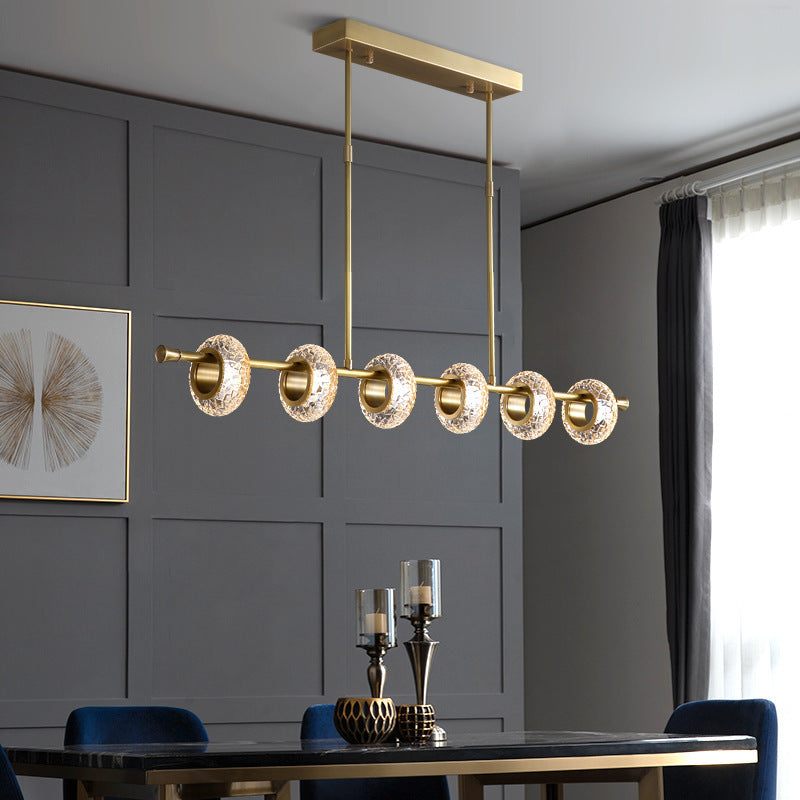 Elegant Crackle Glass Shade Gold Brass Pendant Lamp