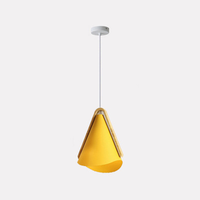 Warm Ambience Cone Metal and Wood Pendant Light