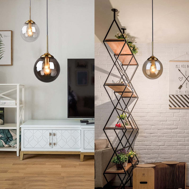 Smoke Amber Elegant Ambience Art Glass Bubble Pendant Light