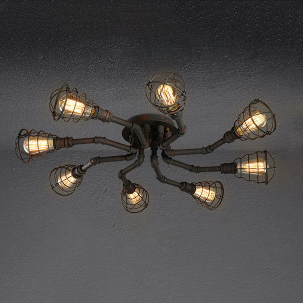 Flush Mount Ceiling Light Vintage Industrial With Handmade Shade