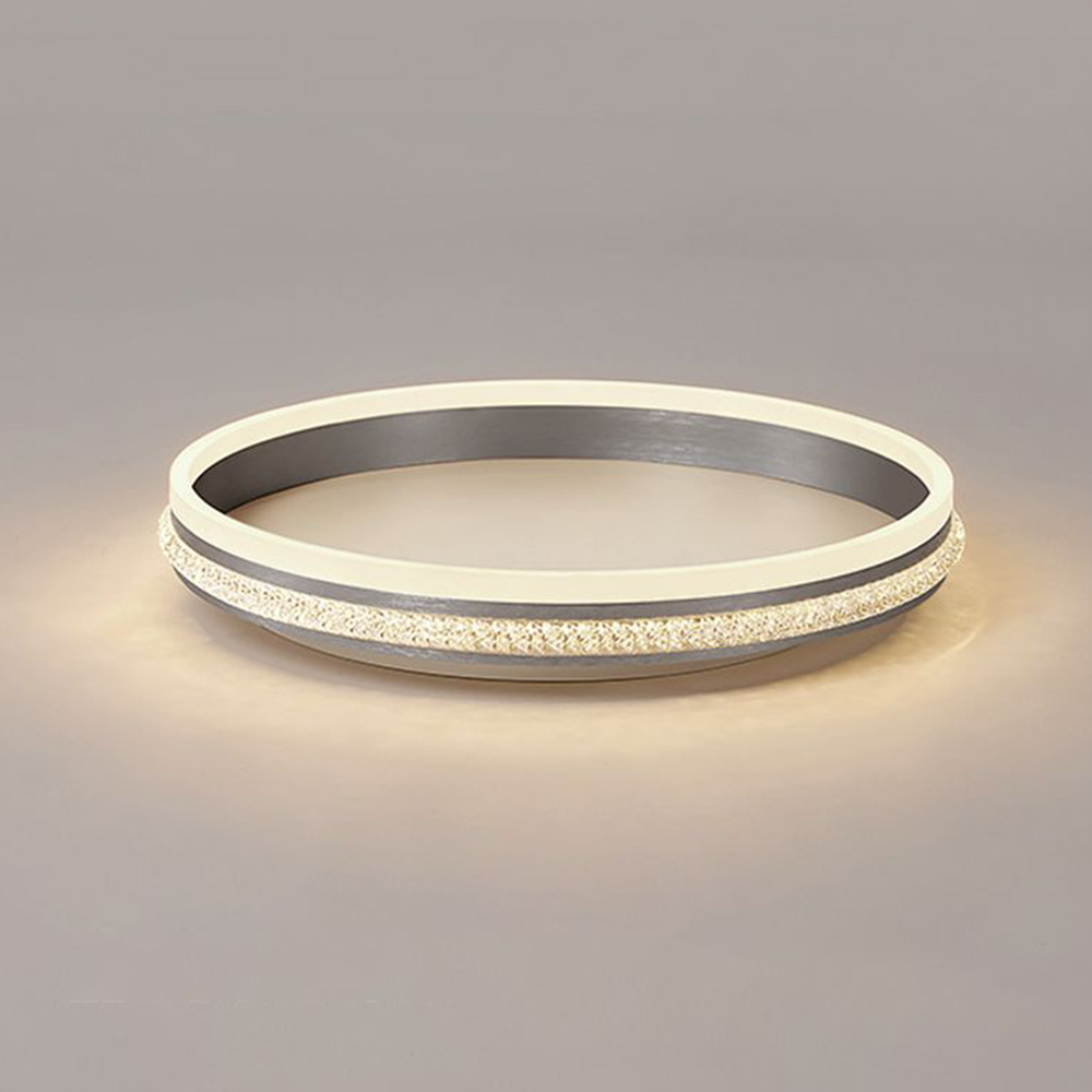 Silver Metal Round Contemporary Flush Mount Ceiling Light