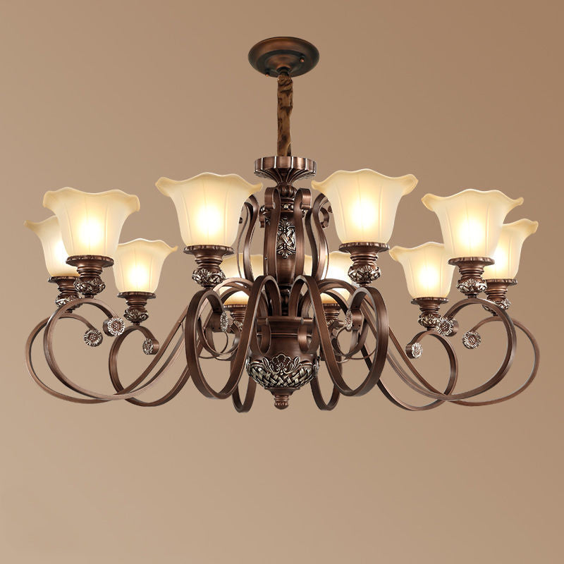 Soft Glow Pendant Light With Glass Floral Vintage and Metal