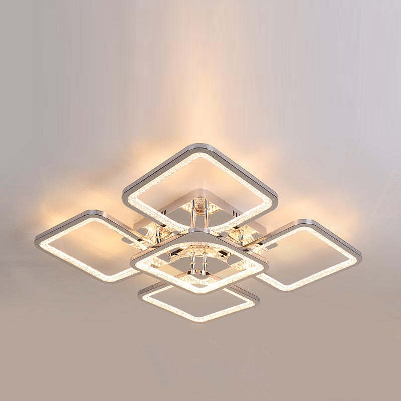 Acrylic And Metal LED Luxe Square Flush Mount Ceiling Light