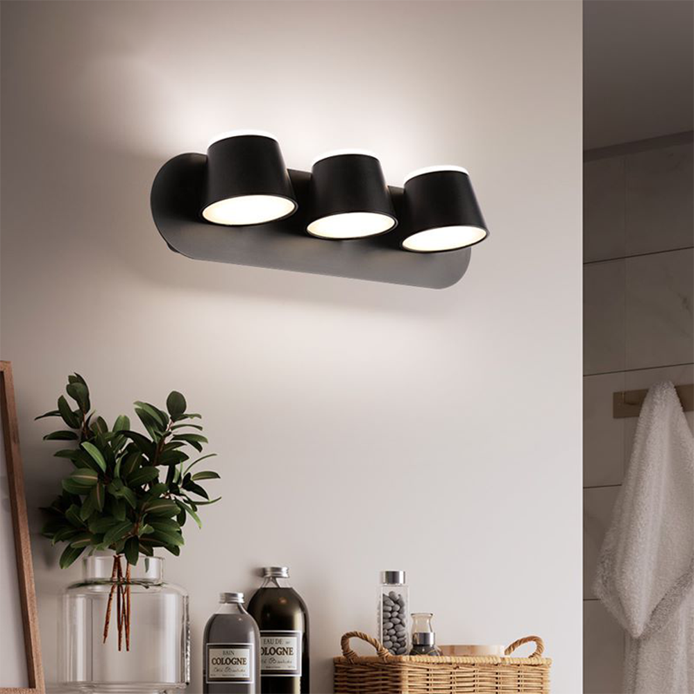 Black Matte Cylindrical Front Mirror Wall Light