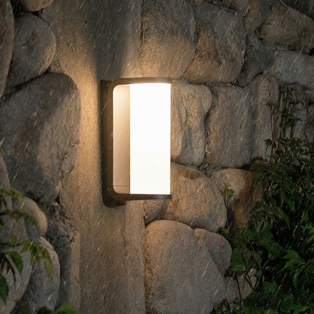 Black Outdoor LED Compatible Metal Cylindrical Wall Light