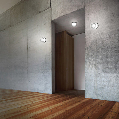 Outdoor Wall Light With Transparent Shade Black Metal Drum