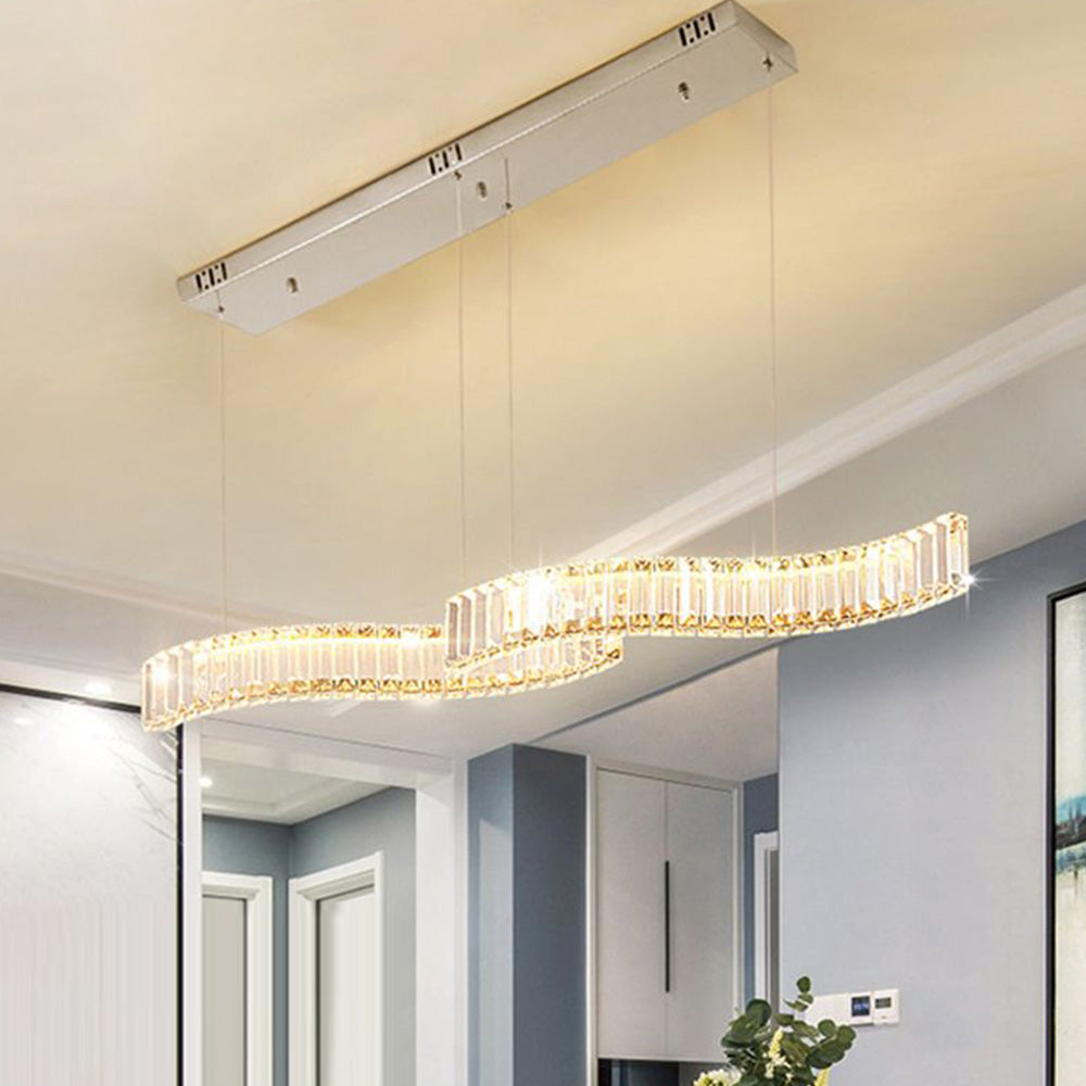Gold And Silver Crystal Wave Pendant Light