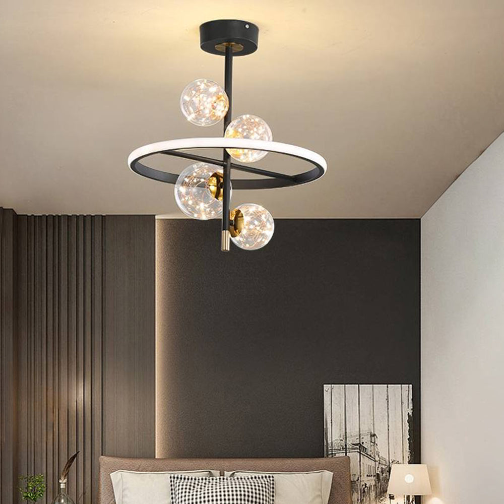 Two Styles Gold And Black Aurora Luxe Semi Flush Ceiling Light