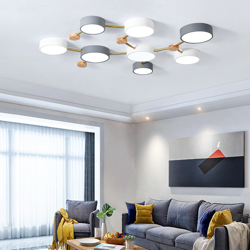 Living Room And Bedroom Modern LED Ceiling Light With Wood Accent
