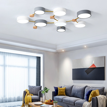 Living Room And Bedroom Modern LED Ceiling Light With Wood Accent