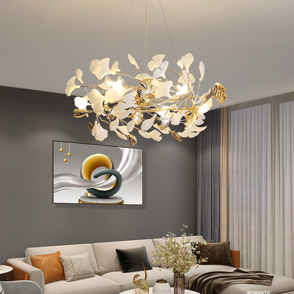 Pendant Light With Warm Illumination Ginkgo Leaf