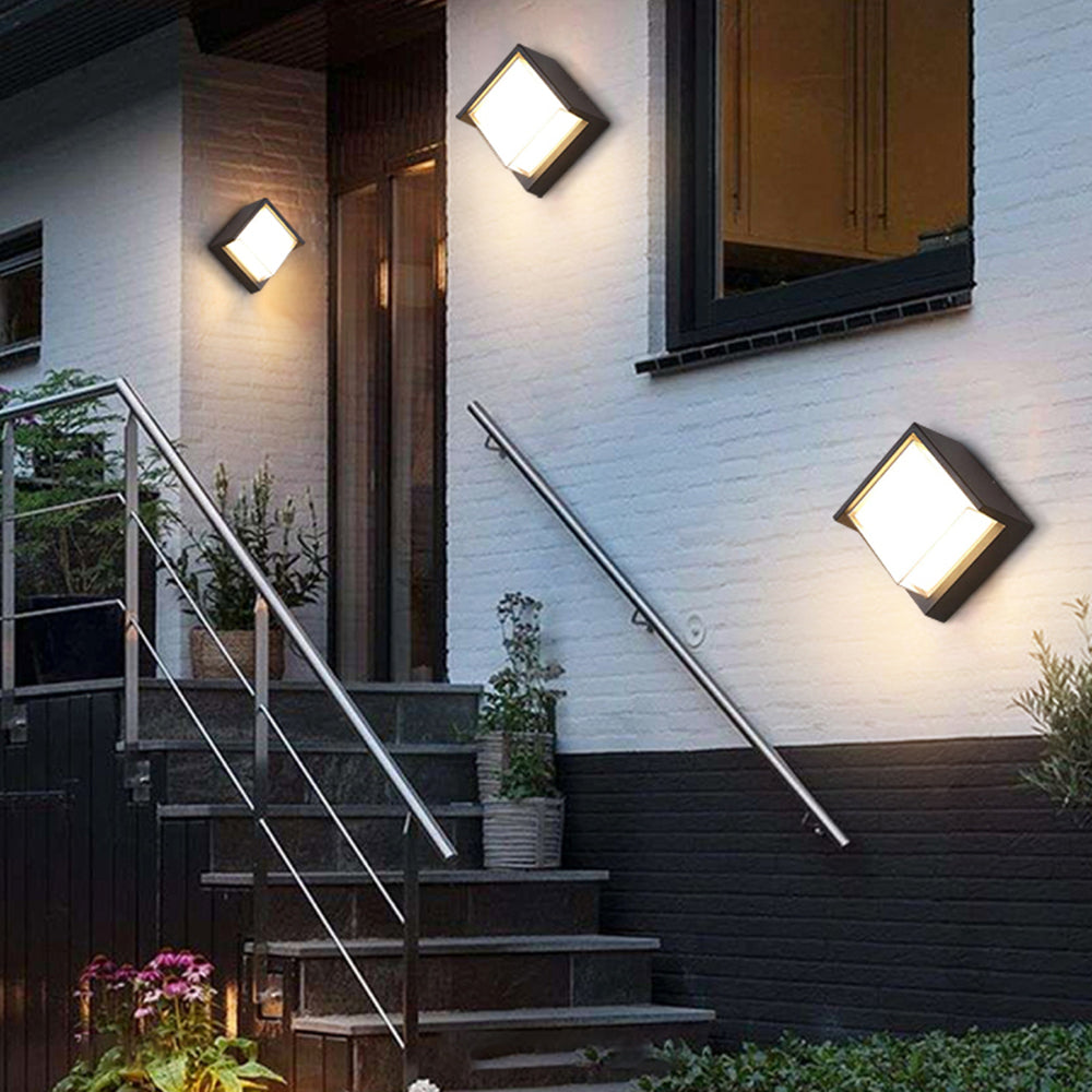 Matte Black Metal Outdoor Wall Light Nova Edge Square