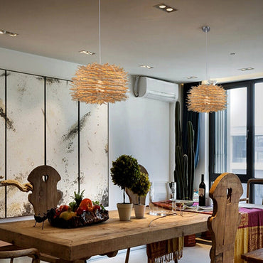 Cozy Ambience Natural Wood Nest Pendant Light