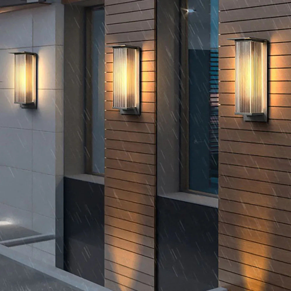 Outdoor Wall Light Black Metal Rectangular Aurora Edge