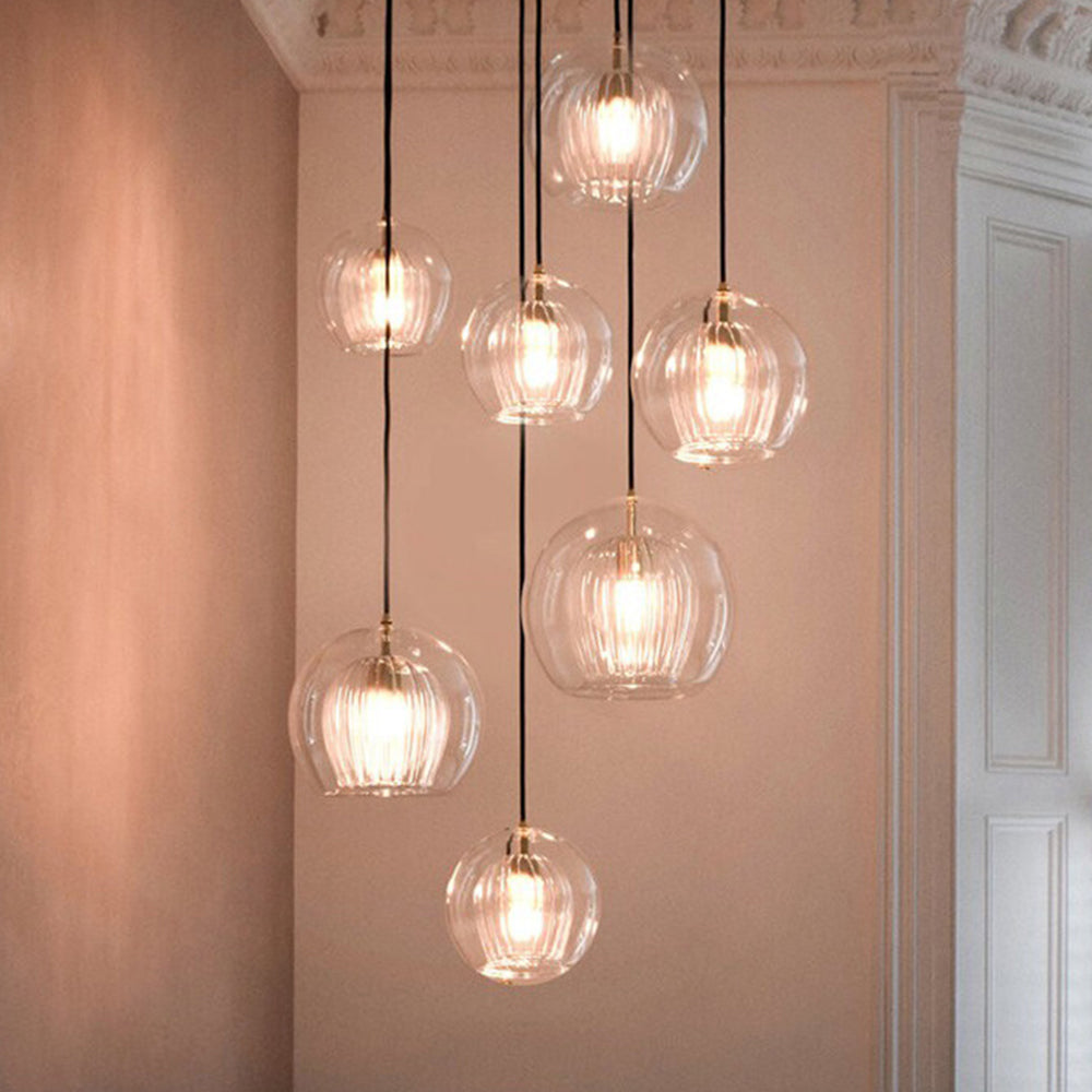 Modern Ambience Clear Or Amber Glass Globe Pendant Light