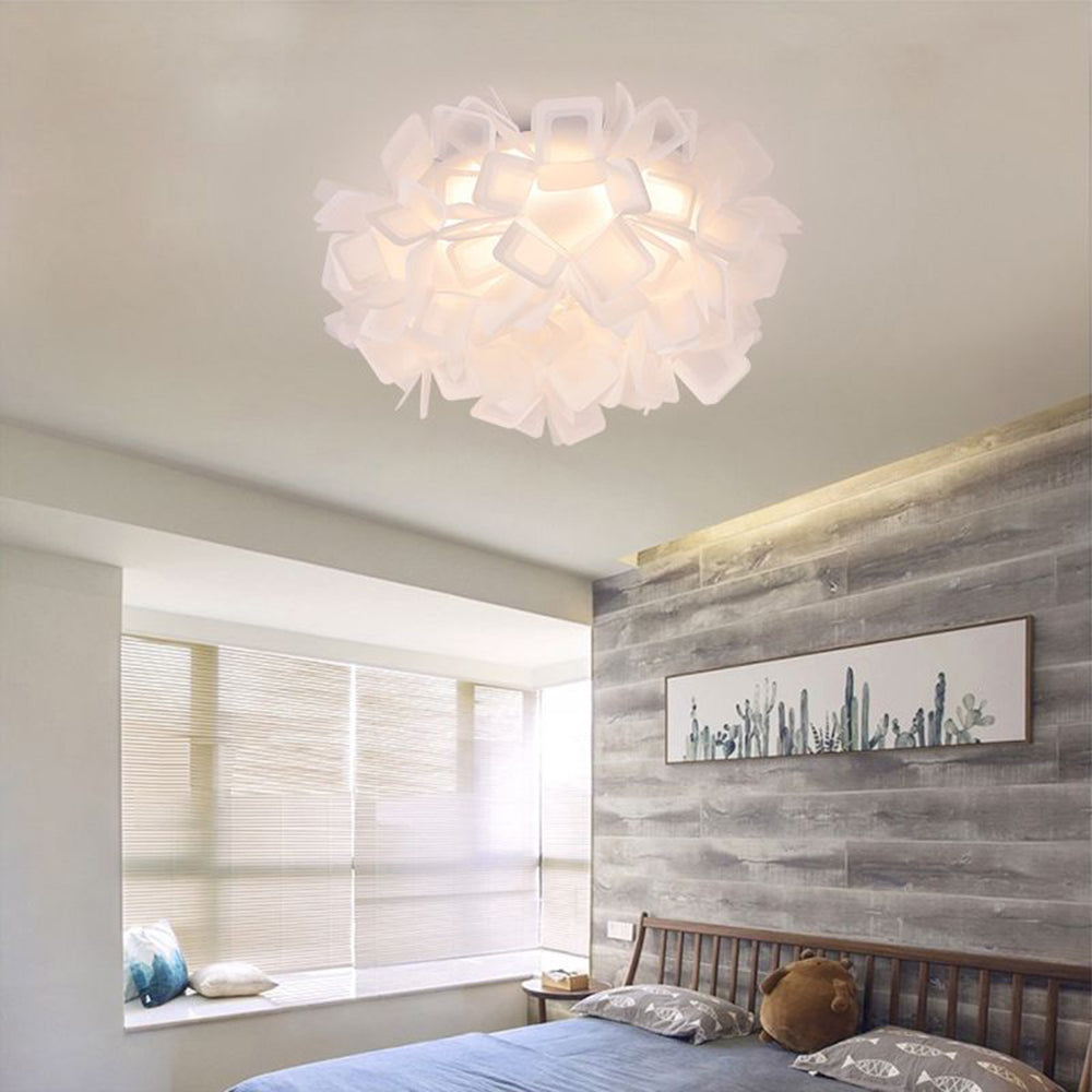 Seven Colour Options Flush Mount Ceiling Light With Floral Art Deco