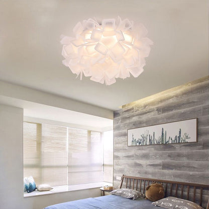 Seven Colour Options Flush Mount Ceiling Light With Floral Art Deco