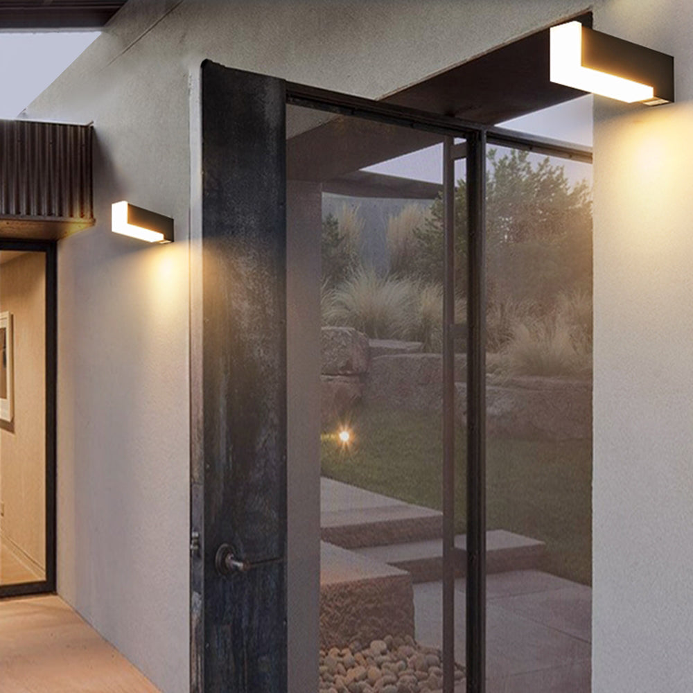 Black Metal And Acrylic Geometric Outdoor Wall Light