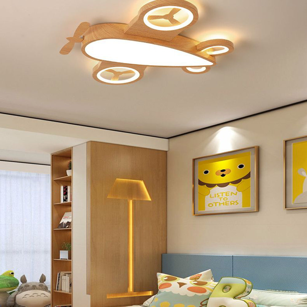 Dark Wood In Flush Mount Modern Art Deco Ceiling Light