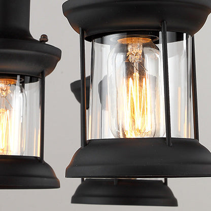 Wood And Metal Six-Head Vintage Pendant Lamp Ambience