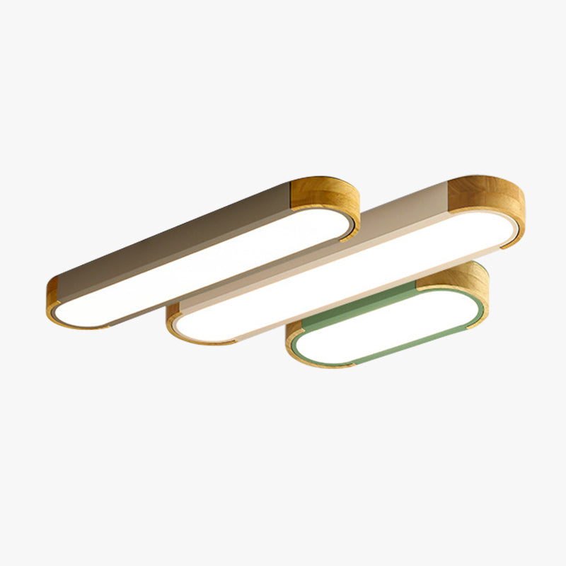 Clear Acrylic Shade Contemporary Wood Edge Ceiling Light