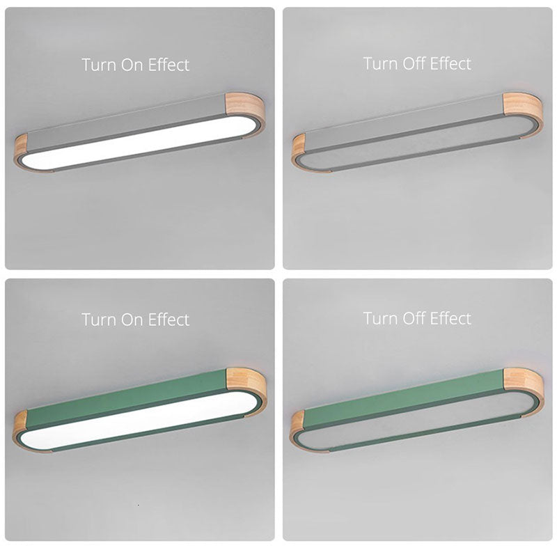 Clear Acrylic Shade Contemporary Wood Edge Ceiling Light