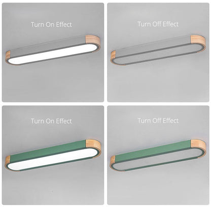 Clear Acrylic Shade Contemporary Wood Edge Ceiling Light