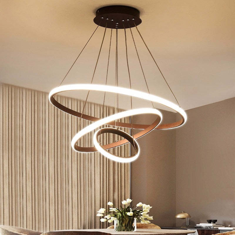 Adjustable Rings Dimmable Ring Pendant Light