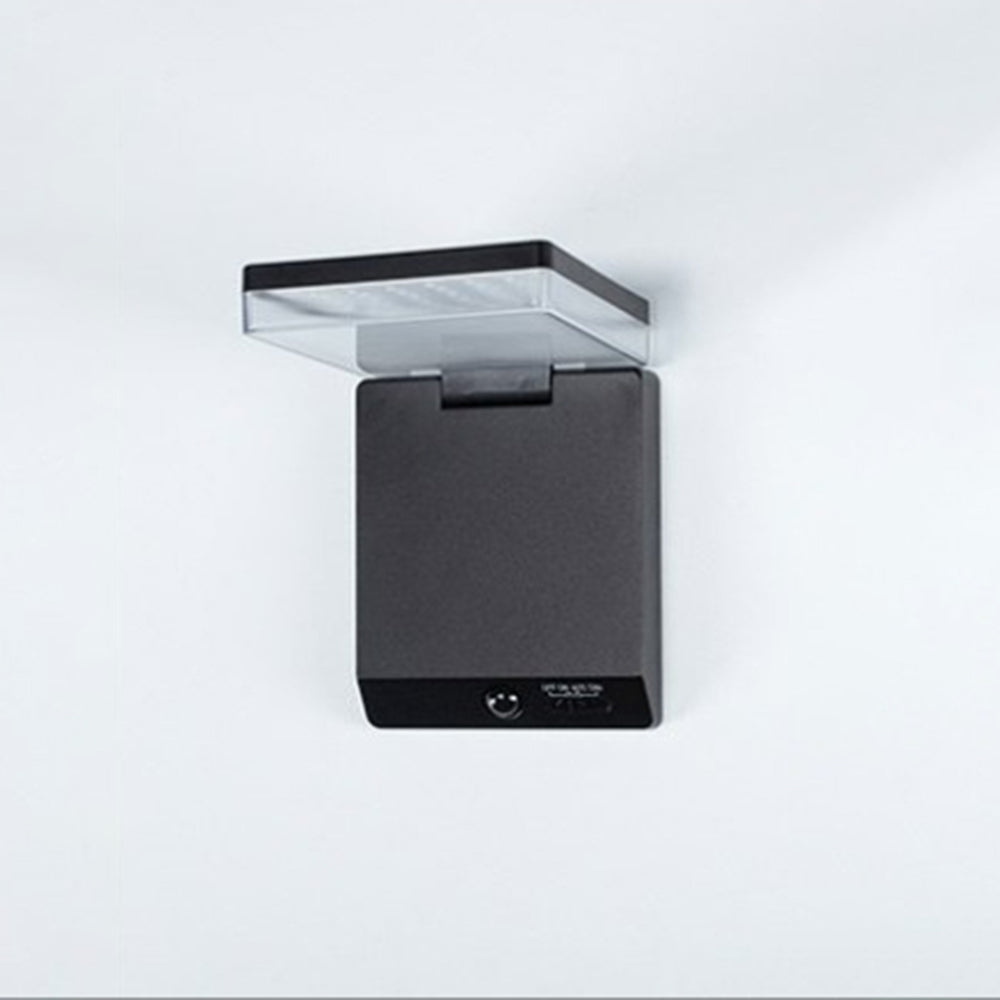 Outdoor Wall Light Minimalist Black Solar Right Angle Sensor IP65