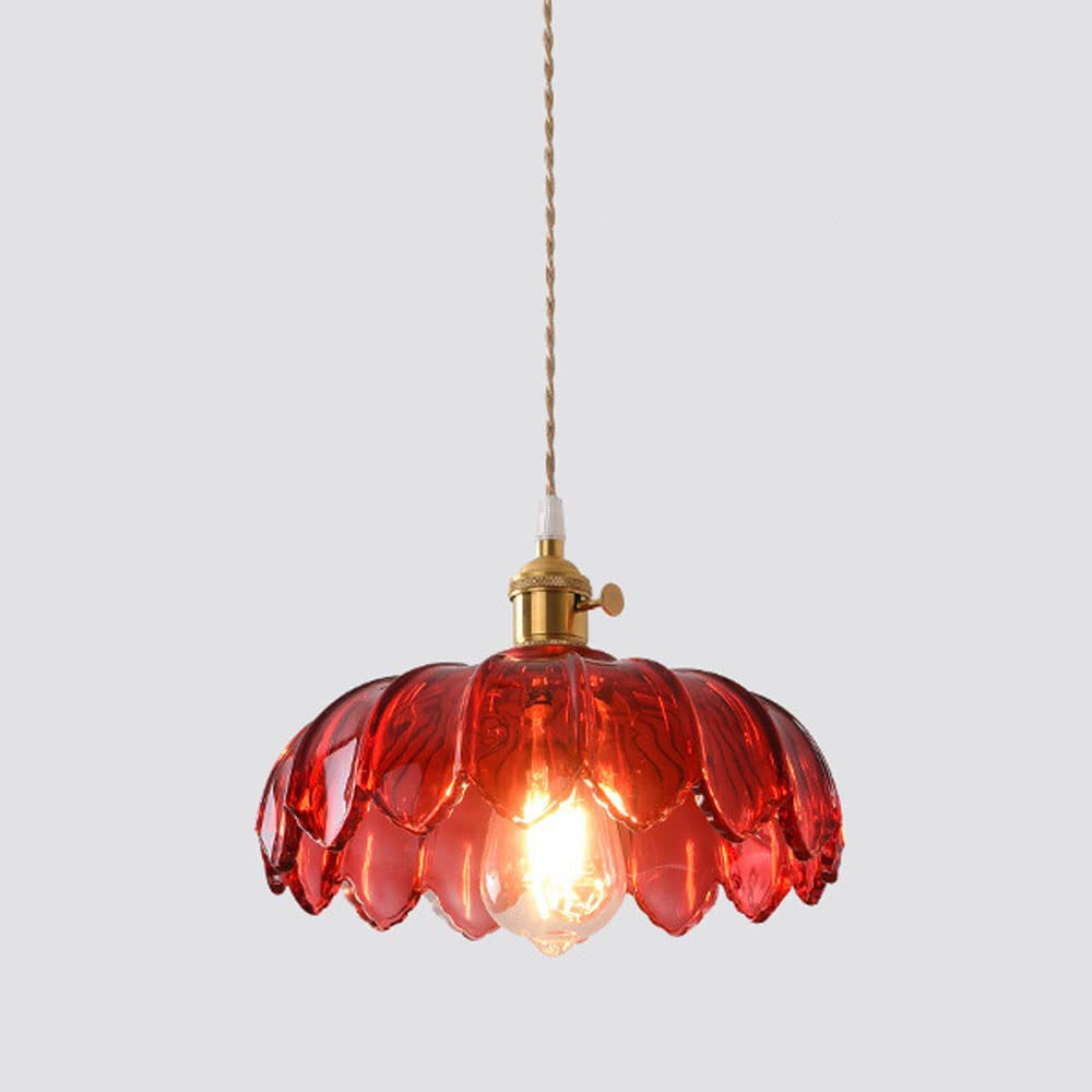 Colorful Glass Flower Pendant Light Retro Led