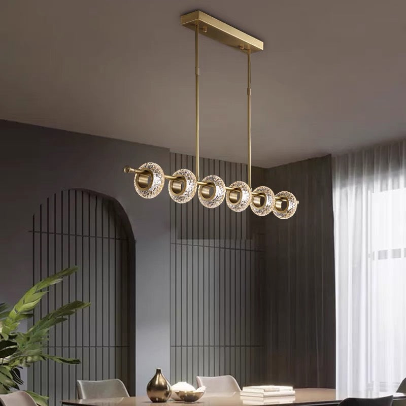 Elegant Crackle Glass Shade Gold Brass Pendant Lamp