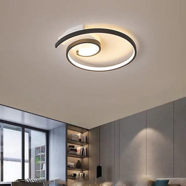 Matte Black Or White Finish Metal Ceiling Light Modern Spiral
