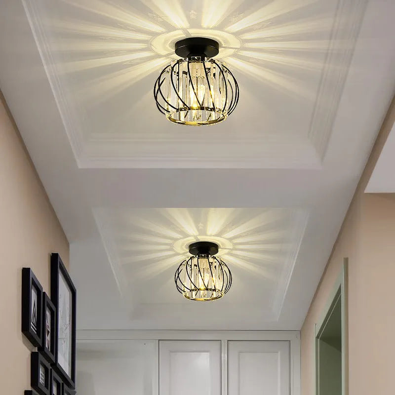 Gold Or Black Finish Luxe Crystal Ceiling Light