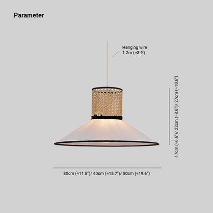 White Pendant Light Modern Rattan And Fabric