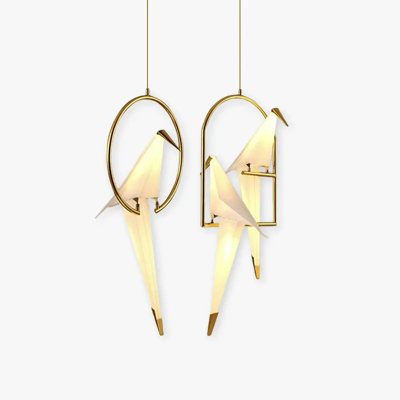 Nordic Glass Shade Bird Pendant Light With Ambient Glow