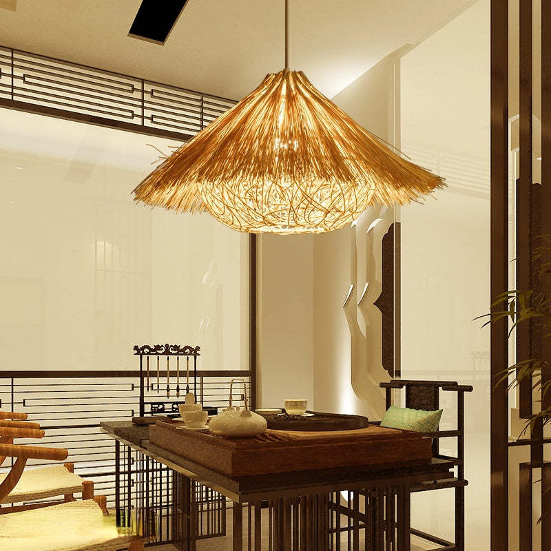 Ambient Living Spaces Rattan Handwoven Pendant Light