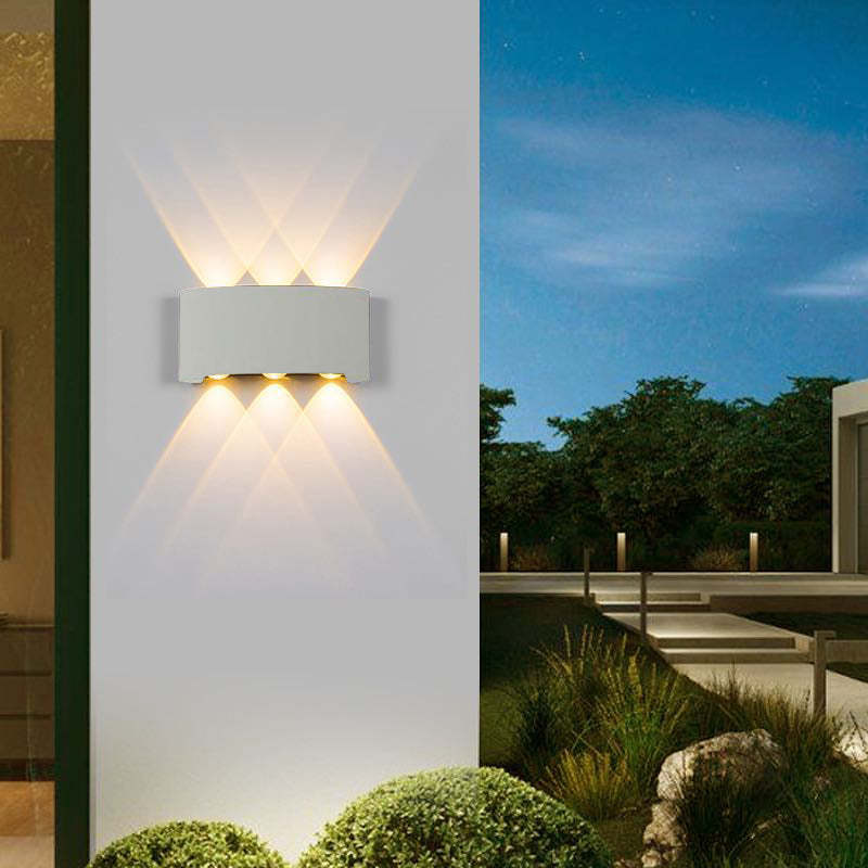 Metal Black And White Waterwave Finish Rectangular Outdoor Wall Light