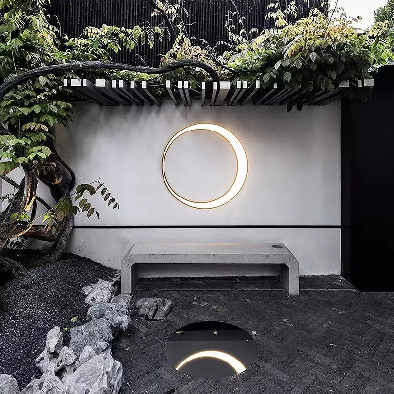 Lunar Glow Outdoor Wall Light Art Deco Ring