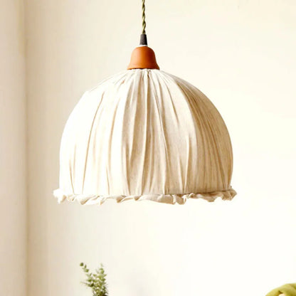 Warm Ambience Pendant Light In Vintage Beige Fabric