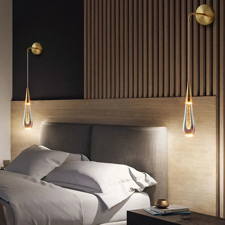 Black And Gold Water Drop Wall Light With Three Colour Settings
