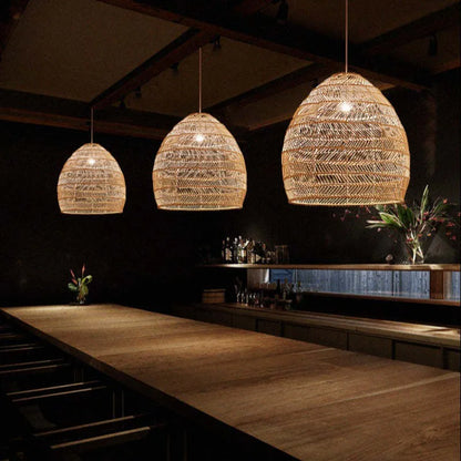 Natural Warmth Handcrafted Bamboo Rattan Pendant Light
