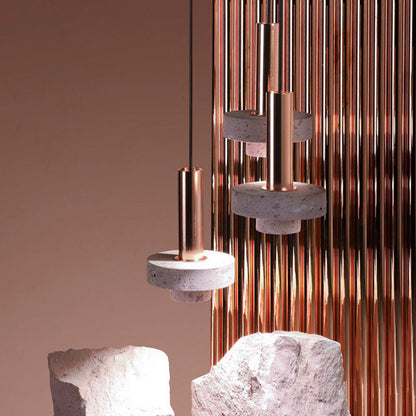Art Deco Pendant Light With Terrazzo Accents And Colorful LED