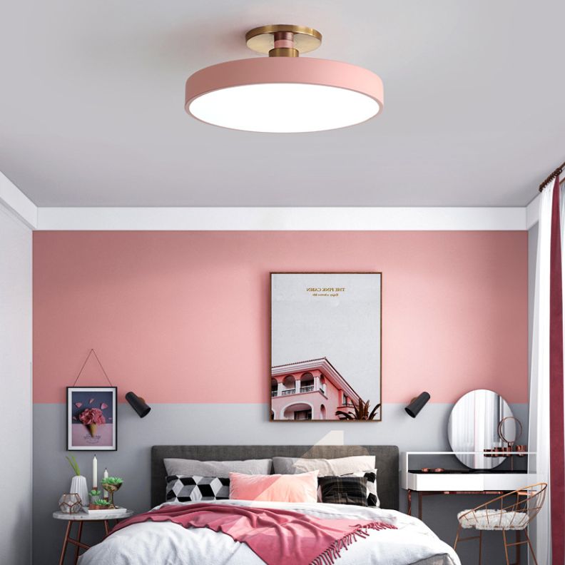 Black White Gold Dusty Blue Slim Round Flush Mount Ceiling Light