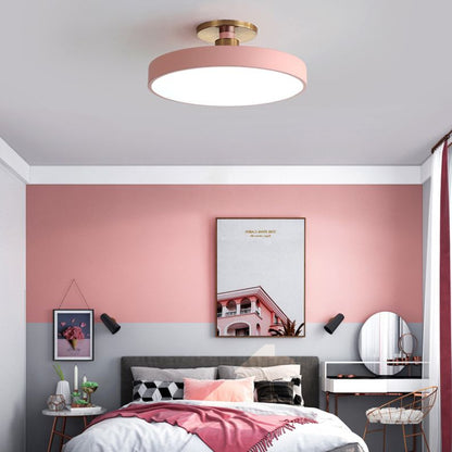 Black White Gold Dusty Blue Slim Round Flush Mount Ceiling Light